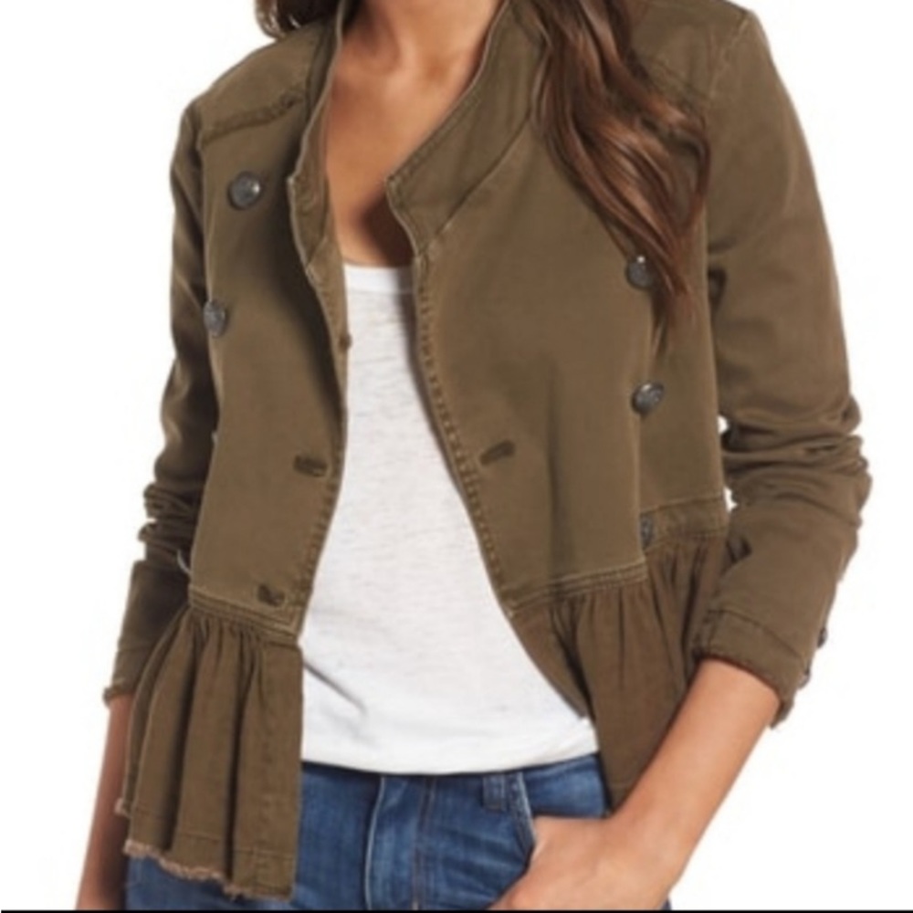 Free People Distressed Military Jacket EUC